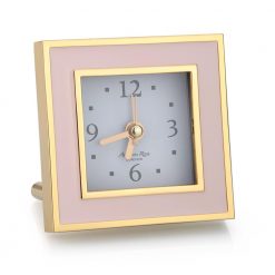 Addison Ross Ltd Pale Pink & Gold Square Silent Alarm Clock Clocks