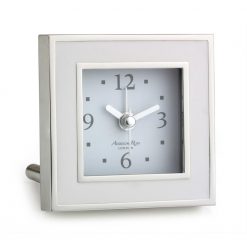 Addison Ross Ltd White & Silver Square Silent Alarm Clock