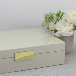 Addison Ross Ltd Boxes VANILLA CROCODILE STORAGE BOX: Gold Trim