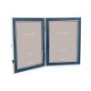 Addison Ross Ltd Silver Trim, Denim Blue Enamel Double Picture Frame