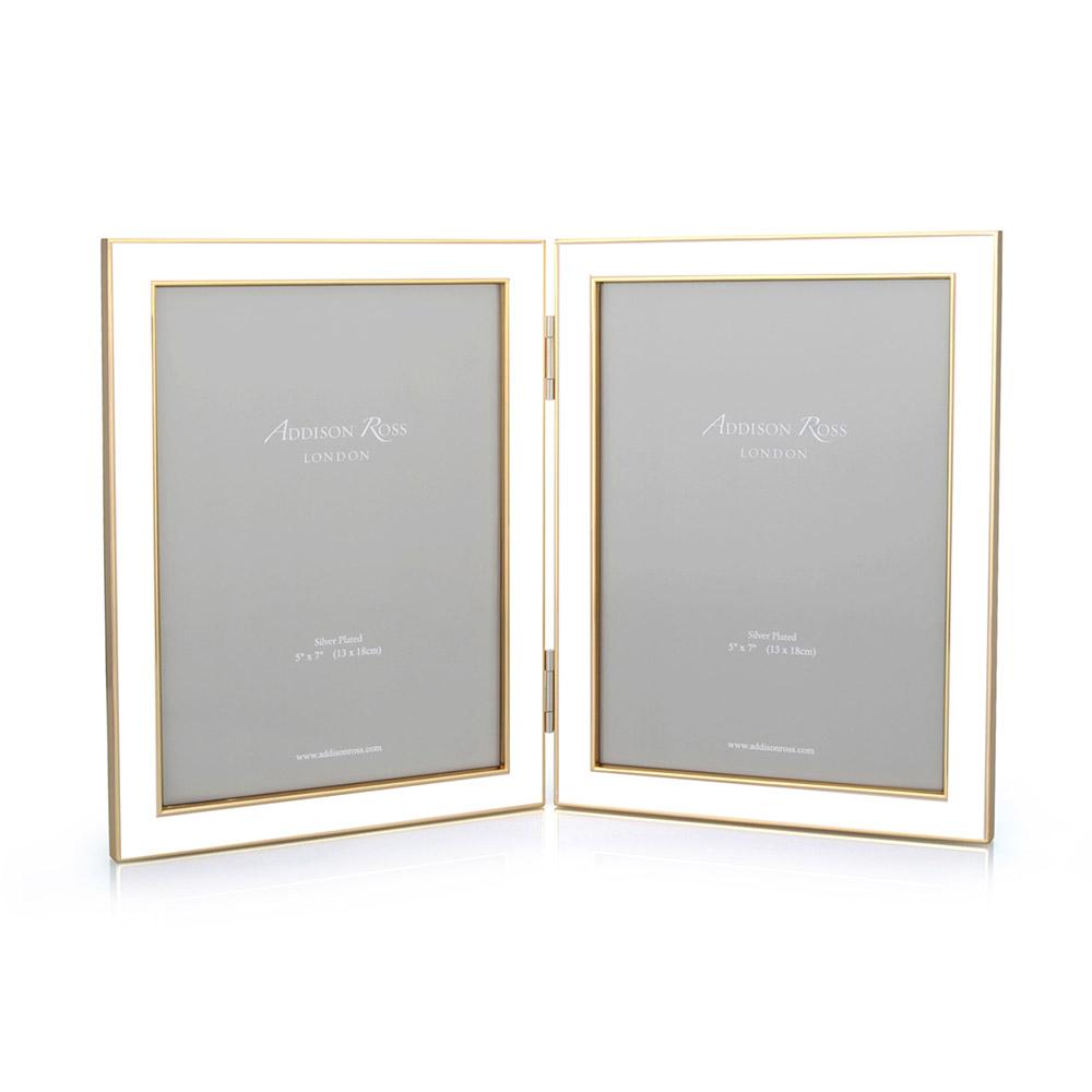 Addison Ross Ltd White Enamel & Gold Double Frame Frames