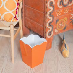 Addison Ross Ltd UK Homeware Scalloped Lacquer Bin – Orange & White