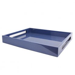 Addison Ross Ltd Blue Shagreen Medium Lacquered Serving Tray Homeware