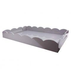Addison Ross Ltd LARGE, CHIFFON GRAY SCALLOPED EDGE TRAY Homeware