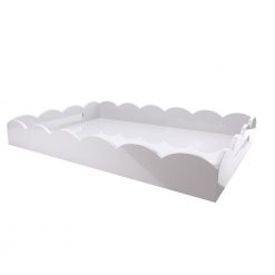 Addison Ross Ltd Homeware LARGE, WHITE SCALLOPED EDGE TRAY